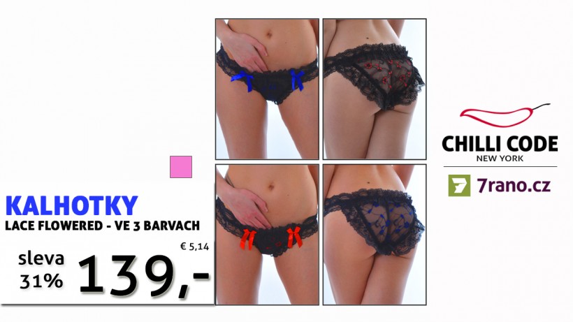 Aktuální akce - Barevné kalhotky s krajkou Lace Flowered ve 3 barvách se slevou 31%